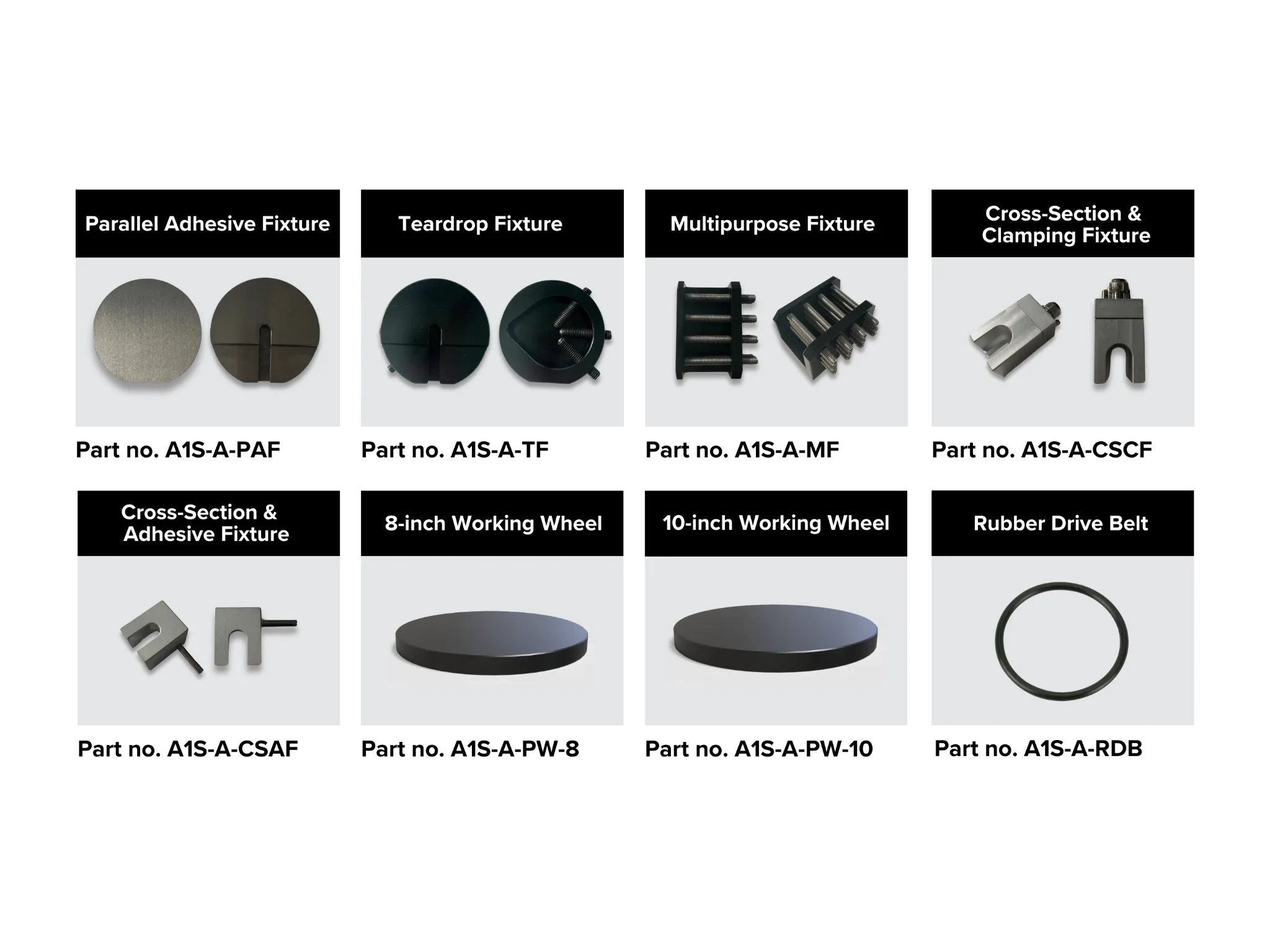 Image of the ATTO-1000S accessories including vises and working wheels